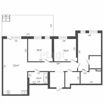 Продается 3-х комнатная квартира, 100 м²