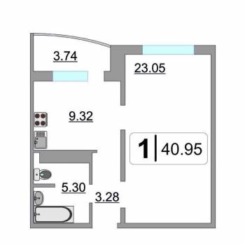 Сдается 1-комнатная квартира, 41 м²
