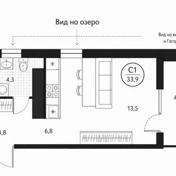 Продается 1-комнатная квартира, 33,9 м²