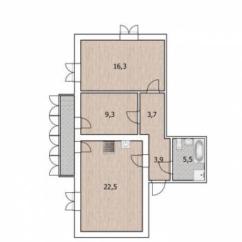 Продается 2-х комнатная квартира, 61,2 м²