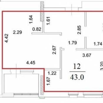 Продается 1-комнатная квартира, 43 м²