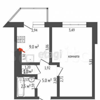 Сдается 1-комнатная квартира, 42 м²
