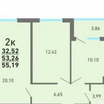 Продается 2-х комнатная квартира, 52,5 м²