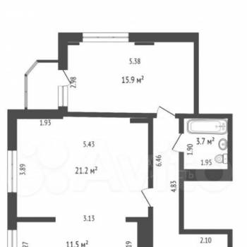 Продается 2-х комнатная квартира, 65 м²