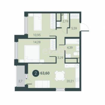Сдается 2-х комнатная квартира, 59,9 м²