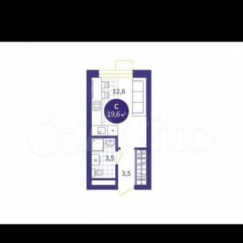 Продается 1-комнатная квартира, 19,6 м²