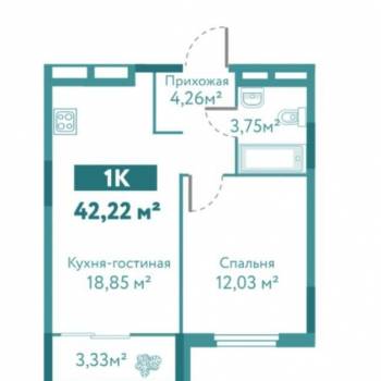 Сдается 1-комнатная квартира, 44 м²