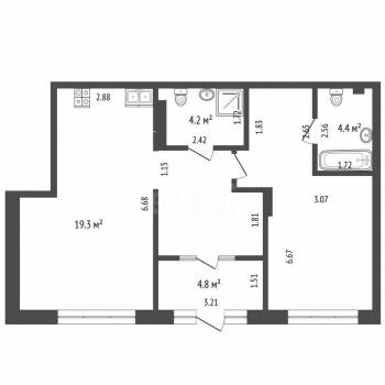 Продается 2-х комнатная квартира, 63,3 м²