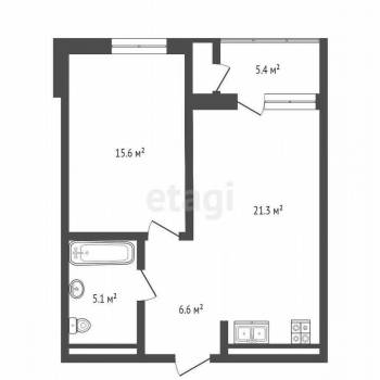 Продается 1-комнатная квартира, 48,6 м²