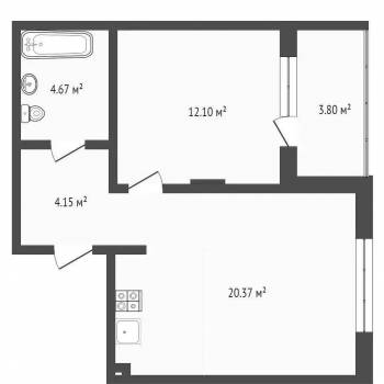 Продается 1-комнатная квартира, 45,1 м²
