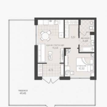Продается 1-комнатная квартира, 42,3 м²