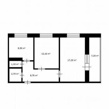 Продается 2-х комнатная квартира, 50,4 м²