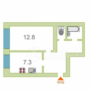 Продается 1-комнатная квартира, 32,3 м²