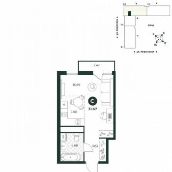 Продается 1-комнатная квартира, 31,7 м²