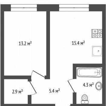 Продается 1-комнатная квартира, 41,2 м²