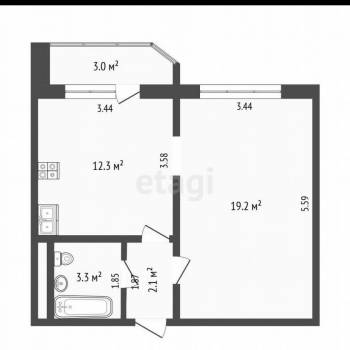 Продается 1-комнатная квартира, 36,9 м²
