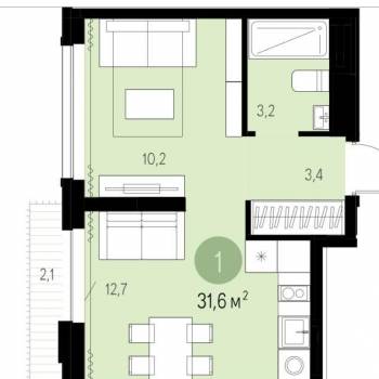 Продается 1-комнатная квартира, 30,6 м²