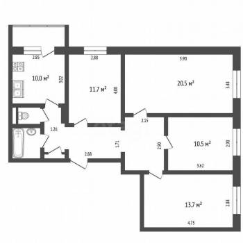 Продается Многокомнатная квартира, 82,5 м²