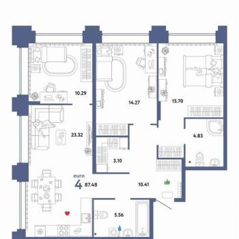 Продается 3-х комнатная квартира, 88 м²