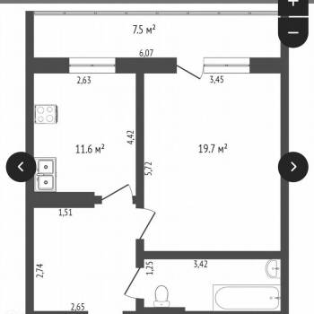 Сдается 1-комнатная квартира, 43,1 м²