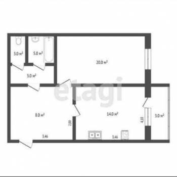 Продается 1-комнатная квартира, 52 м²