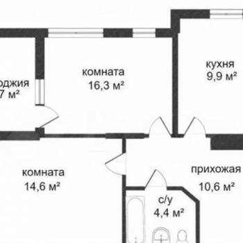 Продается 2-х комнатная квартира, 56,6 м²