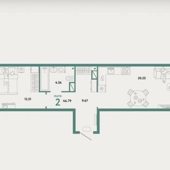 Сдается 1-комнатная квартира, 47 м²