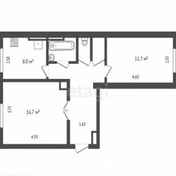 Сдается 2-х комнатная квартира, 52 м²