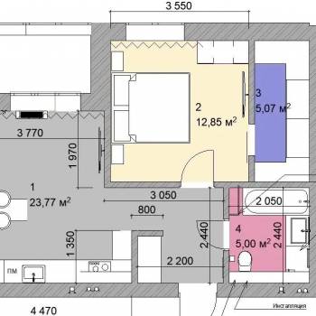 Продается 1-комнатная квартира, 46,8 м²