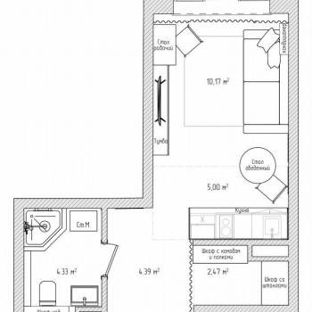Продается 1-комнатная квартира, 26,4 м²