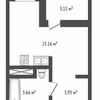 Продается 1-комнатная квартира, 26,4 м²