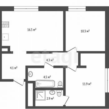 Продается 2-х комнатная квартира, 53,9 м²