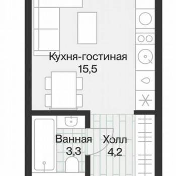 Продается 1-комнатная квартира, 27,5 м²