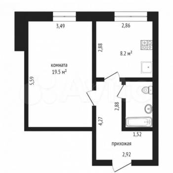 Продается 1-комнатная квартира, 39 м²