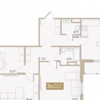 Продается 3-х комнатная квартира, 87,3 м²