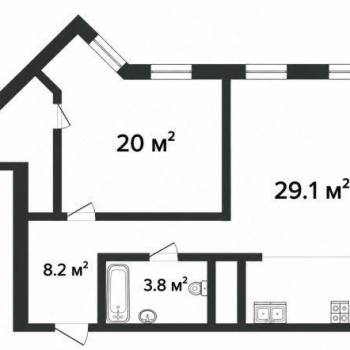 Продается 1-комнатная квартира, 62,1 м²