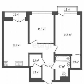 Продается 2-х комнатная квартира, 69,9 м²