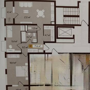 Продается 2-х комнатная квартира, 71,1 м²